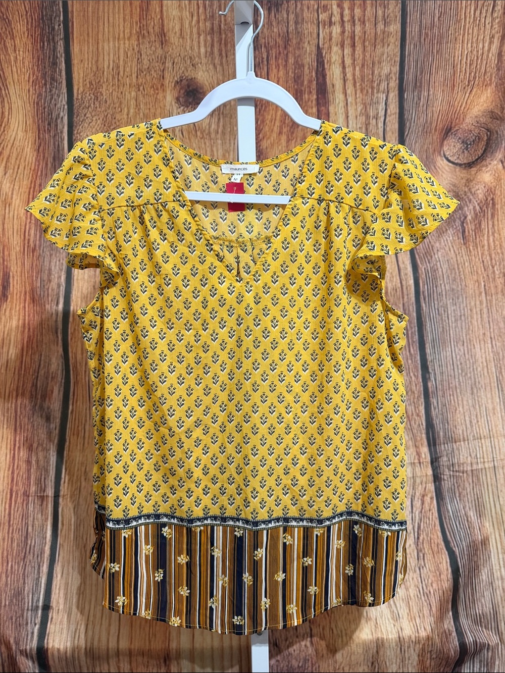 🚨(4/$10) Maurice’s Chiffon V-neck Cap Sleeve Blouse Size M